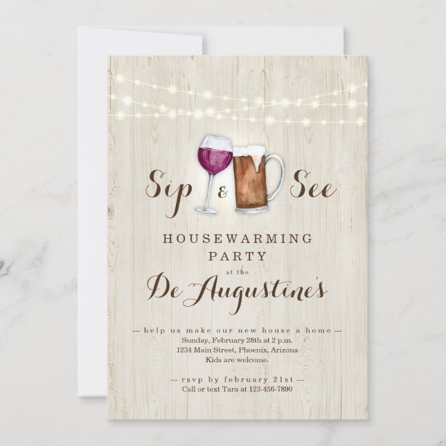 Invitation Bière & Vin Sip et voir Fête de la Ménage (Devant)