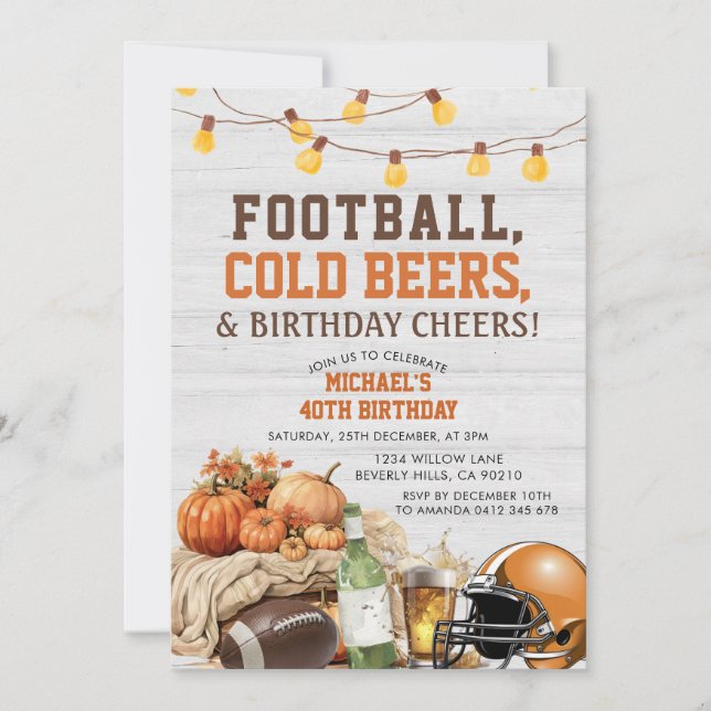 Invitation Bières de football Adulte Homme Anniversaire Adult (Devant)