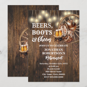 Invitation Bières de retraite Boots & Cheers Fête Western