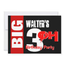 Big 30 Anniversaire moderne Rouge Blanc Noir W1711