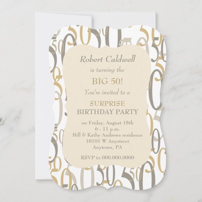 Invitation Big 50 Gold Birthday Party (Devant)