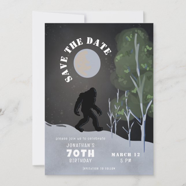 Invitation Big Foot Wild 70e Anniversaire Sauvegarder La Date (Devant)