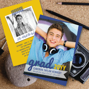 Invitation Big Grad Scribbles Photo Modern Graduation Party