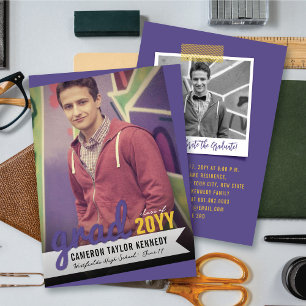 Invitation Big Grad Scribbles Photo Modern Graduation Party