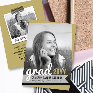 Invitation Big Grad Scribbles Photo Modern Graduation Party