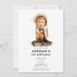 Invitation Big Number 1 ONE Photo First Birthday Party