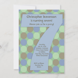 Invitation Big Number 7 7th Boy's Birthday Party