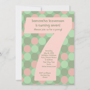 Invitation Big Number 7 Fille 7th Birthday Party