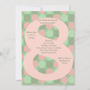 Invitation Big Number 8 Fille 8e fête d'anniversaire