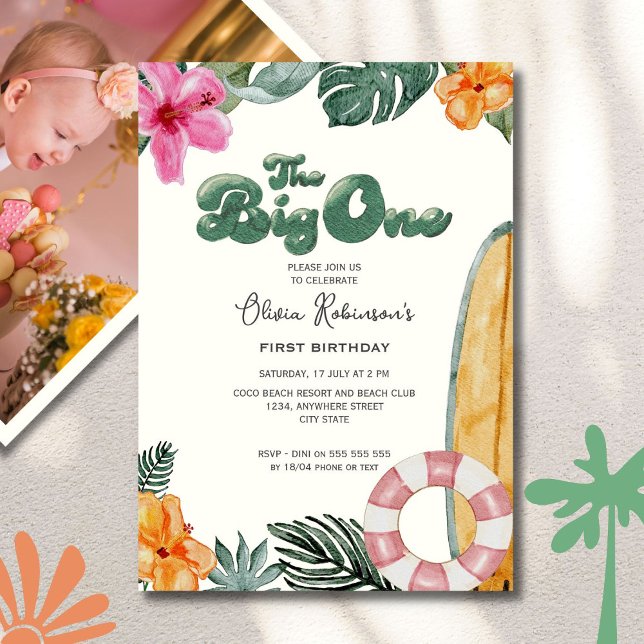 Invitation Big One Luau Beach Club 1er anniversaire Photo (Créateur téléchargé)
