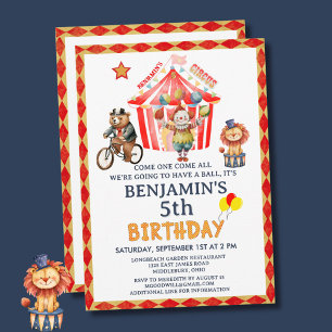 Invitation Big Top Carnival Carnival Boy Cinquième anniversai
