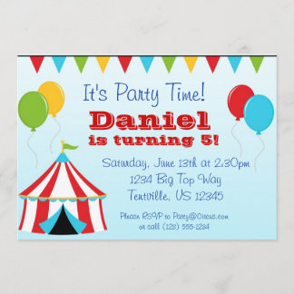 Invitation Big Top n Balloons Carnival Circus Anniversaire