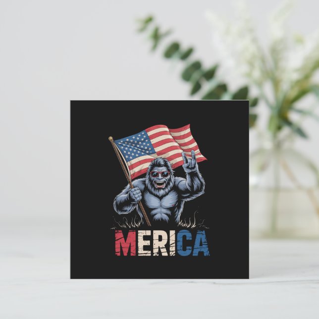 Invitation Bigfoot Merica Rock Drapeau Américain Patriotique  (Debout devant)