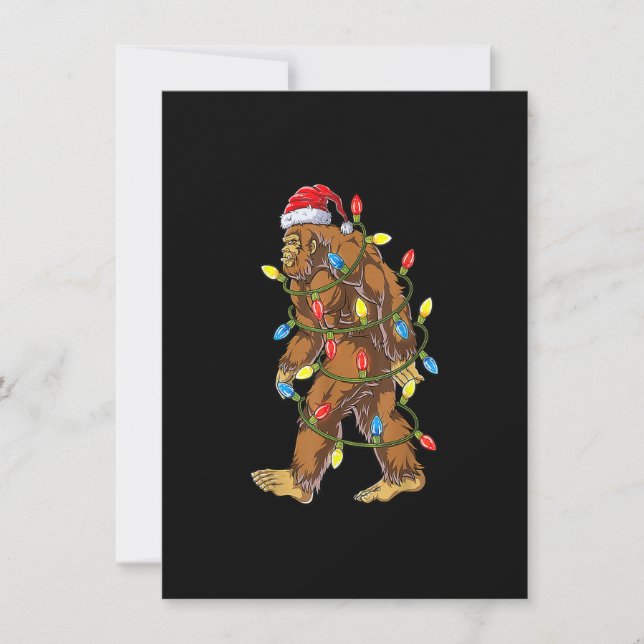 Invitation Bigfoot Père Noël Feux d'arbre de Noël Funky Noël  (Devant)