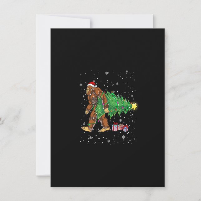 Invitation Bigfoot Santa Christmas Tree Lights Funny Xmas Sas (Devant)