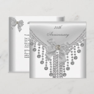 Invitation Bijou d'arc en Overlay Argent Blanc 25e Anniversai