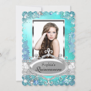 Invitation Bijou de l'océan étincelant Photo Quinceanera Invi