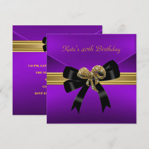 Invitation Bijou Or Noir Violet Royal Riche 40e Anniversaire