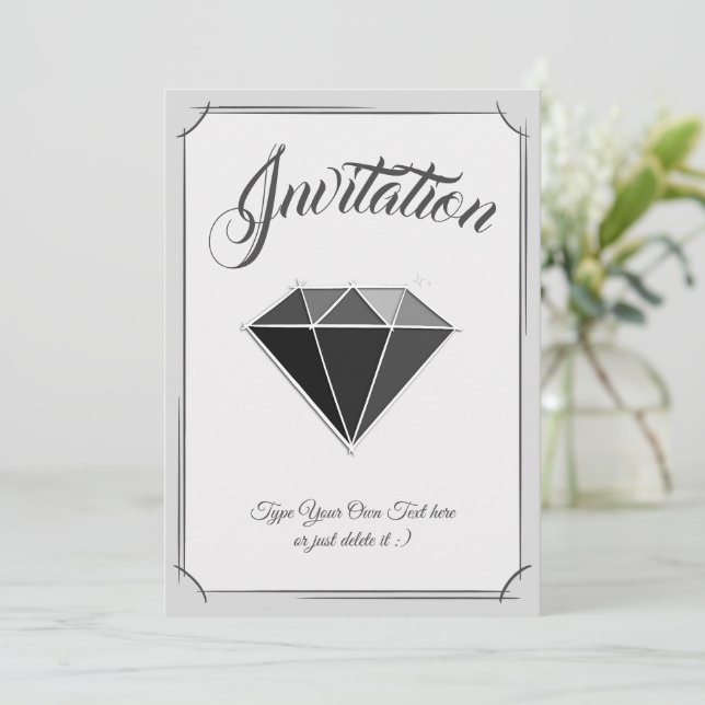 Invitation Bijouterie de gemme de diamant noir. (Debout devant)