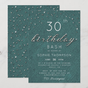 Invitation Bijoux Chic Emerald Sparkle Parties scintillant fê