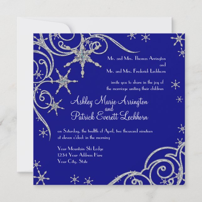 Invitation Bijoux de flocon de neige en Bling Swirl Mariage C (Devant)