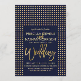 Invitation Bijoux Parties scintillant or Marine Bleu Mariage
