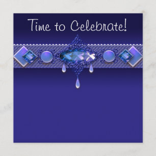 Invitation Bijoux Royal Navy Blue Womans Fête d'anniversaire