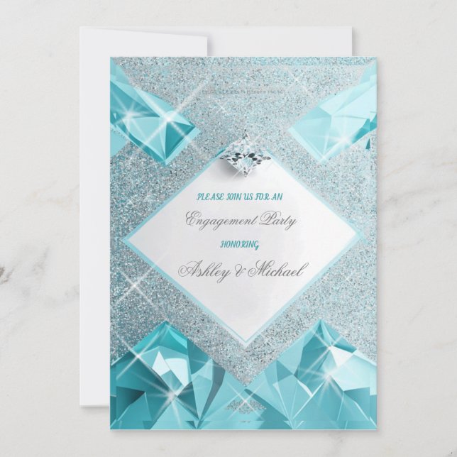 Invitation Bijoux tendance turquoise scintillent sophistiqués (Devant)