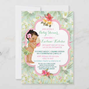 Invitation Bikini de bébé fille Tropical Luau Hawaïen Coquill