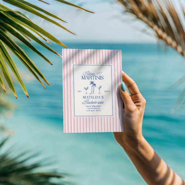 Invitation Bikinis and martinis Elegant vintage bachelorette (Créateur téléchargé)