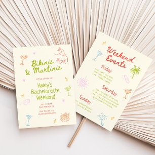 Invitation Bikinis & Martinis Bachelorette tirée à la main