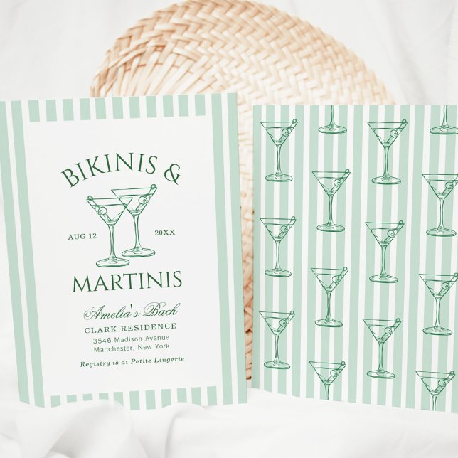 Invitation Bikinis & Martinis Green Bachelorette (Créateur téléchargé)