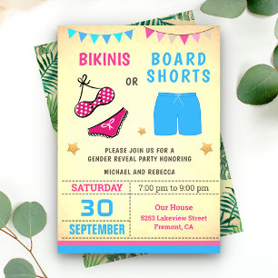 Invitation Bikinis ou shorts de conseil Partie de révélation 
