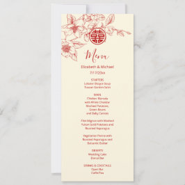 Invitation BILINGUAL Magnolia Chinese Wedding Menu Card