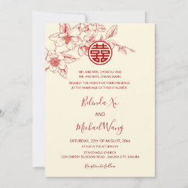Invitation BILINGUE | Mariage chinois Magnolia Cream