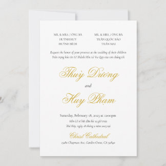 Invitation bilingue vietnamienne en écriture scrip