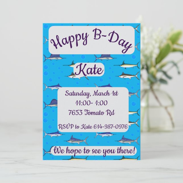 Invitation Bill Fish Joyeux anniversaire (Debout devant)