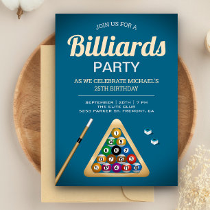 Invitation Billard Bleu Billard Billard Snooker Anniversaire