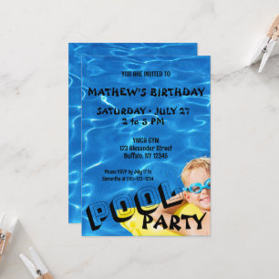 Invitation Billard bleu clair Eau Anniversaire Fête Invitatio