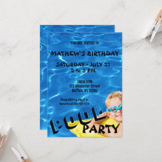 Invitation Billard bleu clair Eau Anniversaire Fête Invitatio