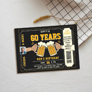 Invitation Billet à thème de la bière noir Hommes Adulte Anni