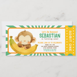 Invitation Billet Anniversaire de enfant de singe de la banan