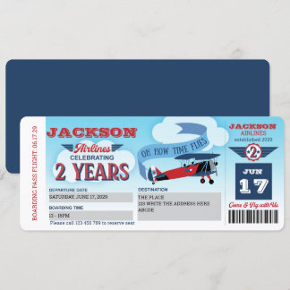Invitation Billet avion, Avion, haut et loin, 2e