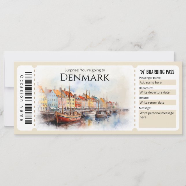 Invitation Billet avion du Passe d'embarquement Danemark Edit (Devant)