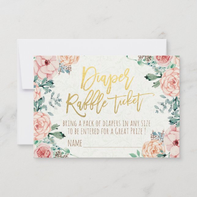 Invitation Billet baby shower de caleçon Aquarelle Floral (Devant)