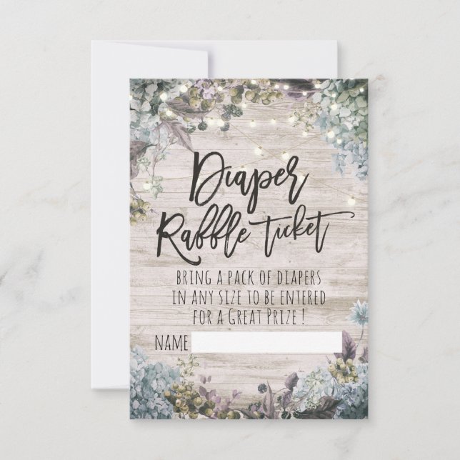 Invitation Billet baby shower Repas de Queue Floral Bois clai (Devant)