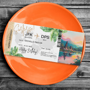 Invitation Billet Bali Surprise Birthday Boarding Pass