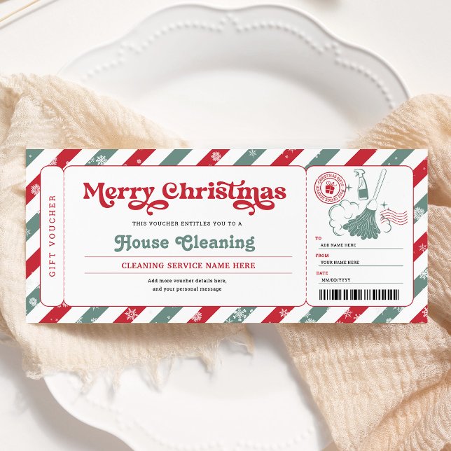 Invitation Billet cadeau de Noël pour le nettoyage de la mais (Créateur téléchargé)