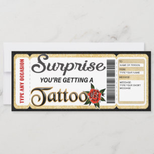 Invitation Billet cadeau de tatouage de certificat personnali