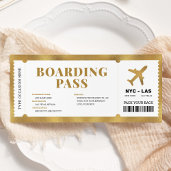 Invitation Billet cadeau pour avion surprise Gold Boarding Pa